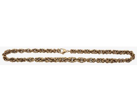 9ct gold Byzantine chain of slightly graduating form, stamped with London hallmarks total approx. length 39cm, total approx. 