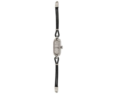 A lady's evening watch by Wyler silvered lozenge dial, with baton numerals, signed Wyler, stamped "14K Gold", with material s