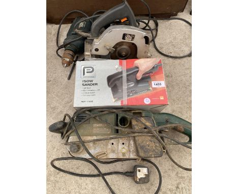 A DRILL, RIPSAW, ORBITAL SANDER AND BELT SANDER 
