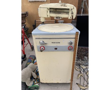 A VINTAGE 'ENGLISH ELECTRIC' TOP LOADER WASHING MACHINE WITH BUILT IN MANGLE 