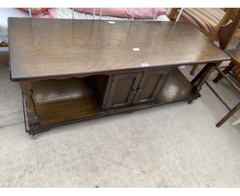 AN ERCOL STYLE COFFEE TABLE, 48x18" 