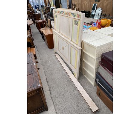 A PAINTED KING SIZE BED IN AN ART DECO STYLE 
