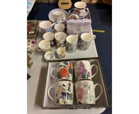 AN ASSORTMENT OF CERAMIC WARE TO INCLUDE A SET OF FOUR ROYAL BOTANIC GARDENS MUGS ETC 