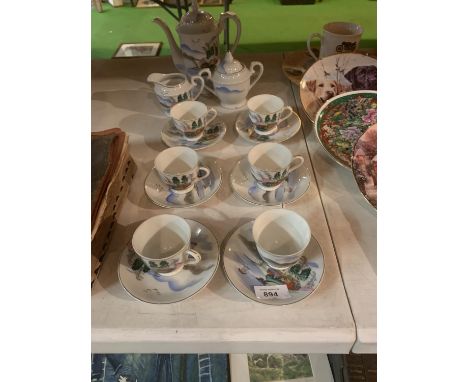 A SIX SERVING ORIENTAL CERAMIC TEA SERVICE 