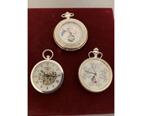 THREE MANUAL POCKET WATCHES IN WORKING ORDER 