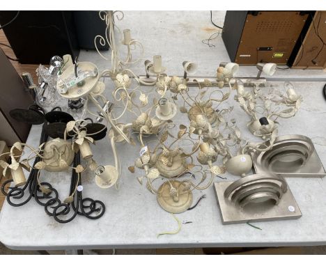 A LARGE ASSORTMENT OF LIGHT FITTINGS TO INCLUDE DECORATIVE CEILING LIGHTS AND SOME WALL MOUNTED 