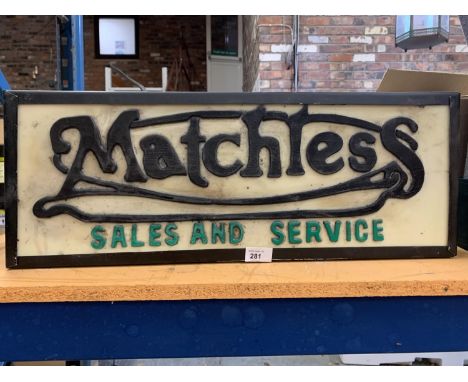 A MATCHES SALES AND SERVICE ILLUMINATED LIGHT BOX SIGN 