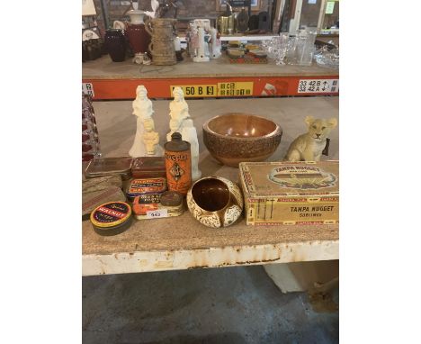 AN ASSORTMENT TO INCLUDE VINTAGE TINS ETC 