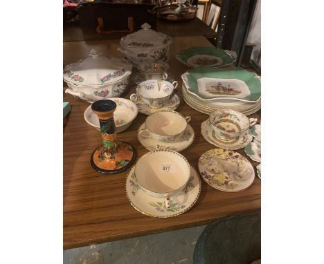 A LARGE ASSORTMENT OF DECORATIVE CERAMIC DINNERWARE TO INCLUDE TWO ASHLEY BONE CHINA TUREENS 