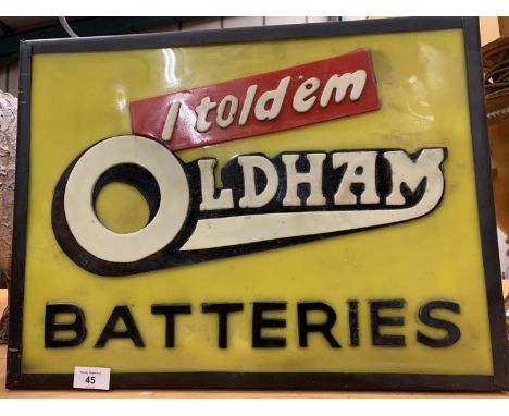 A 'I TOLD EM' OLDHAM BATERIES ILLUMINATED LIGHT BOX ADVERTISING SIGN 