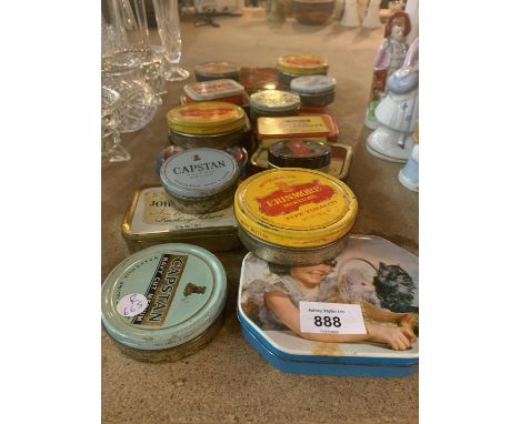 AN ASSORTMENT OF VINTAGE TINS TO INCLUDE TOBACCO TINS ETC 