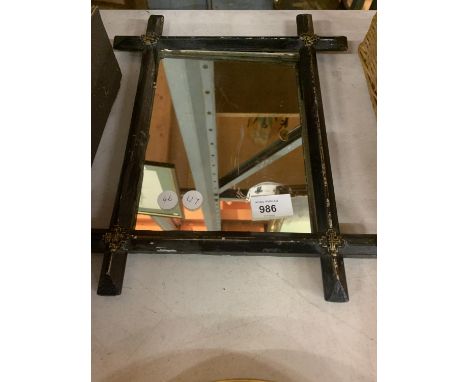 A VINTAGE VICTORIAN CROSS CORNERS MIRROR 