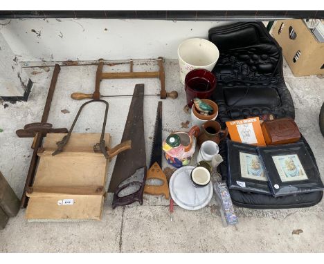 VARIOUS VINTAGE TOOLS AND CERAMICS 