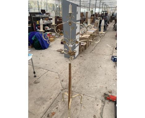AN ORNATE WROUGHT IRON CANDELABRA STYLE FLOOR LAMP 