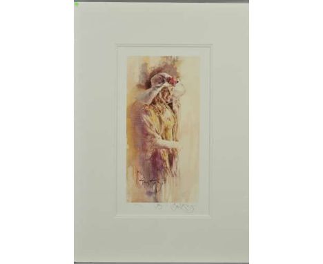 GORDON KING (BRITISH 1939) 'JOY', an artist proof print 7/39 of a young woman wearing a hat, signed, titled and numbered in p