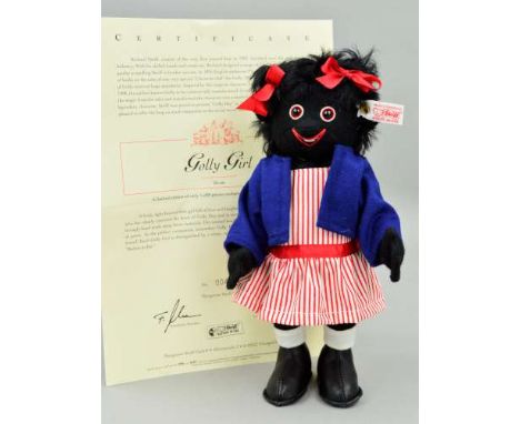 A BOXED LIMITED EDITION STEIFF 'GOLLY GIRL', No.00491/1500, No.661099, fully jointed, wearing red and white stripped dress, b