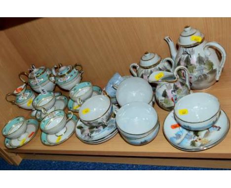 A NORITAKE PART SERVICE, comprising teapot, sugar and jug and four cups and saucers, together with eggshell teaset (15), Roya