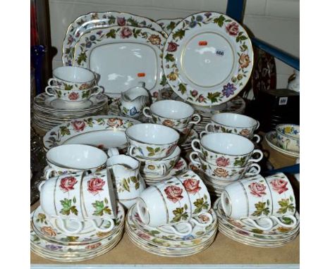 A ROYAL WORCESTER 'VIRGINIA' DINNER/TEA SERVICE, to include cups, saucers, dinner plates and soup bowls etc (over 70 pieces)