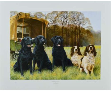 NIGEL HEMMING (BRITISH 1957) 'GREAT EXPECTATIONS', a limited edition print 183/495 of a group of Gun Dogs, signed and numbere