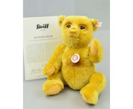 A BOXED LIMITED EDITION STEIFF 'BUDDHA BEAR', No 00887/2008, No 036521, brass coloured mohair, fully jointed and his legs are