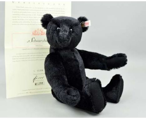 A BOXED LIMITED EDITION STEIFF 'SCHWARZBAR BEAR', No 01358/1500, No 660627, black mohair, fully jointed, growler, height 35cm