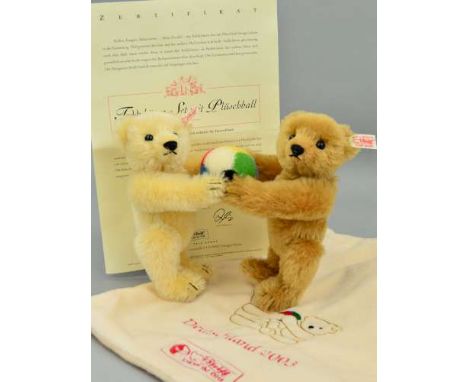 A BOXED LIMITED EDITION STEIFF 'TEDDY BEAR SET WITH BALL' (Deutschland Bear 2003), No 01256/2000, No 671517, cream and brown 