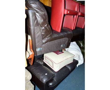 A BROWN LEATHER CORNER SOFA