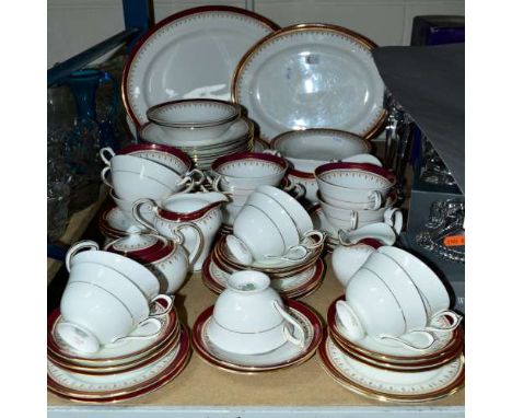 AN AYNSLEY 'DURHAM' PART DINNER/TEA SERVICE, to include cups, saucers, soup bowl and serving platters (over 60 pieces)