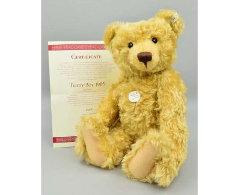 A BOXED LIMITED EDITION STEIFF 'TEDDY BOY 1905', No 01836/6000, No 404320, light blond mohair, fully jointed, height 50cm, wi