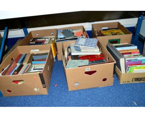 SIX BOXES OF BOOKS, to include books on Religion, Nature, Dickens etc, to include a Stellaphone four track tape recorder 