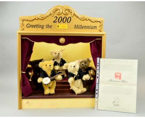 A BOXED LIMITED EDITION STEIFF MILLENIUM DREAM BAND, No 801/2000,  No 033808, to include five teddy bears on a stage playing 
