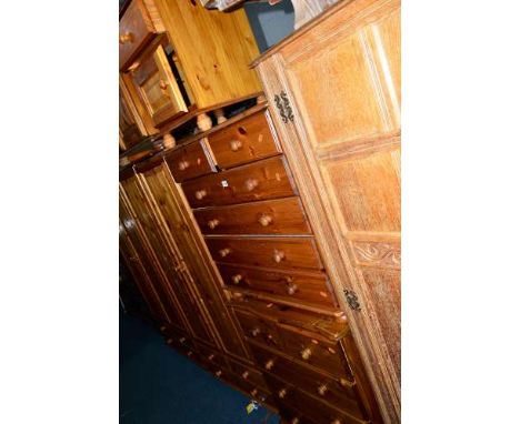 TWO PINE CHEST OF DRAWERS, together with a bedside cabinet (3)