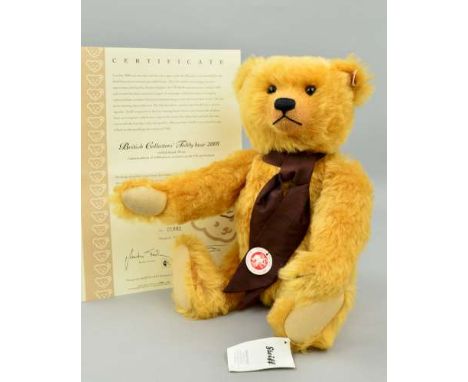 A BOXED LIMITED EDITION STEIFF 'BRITISH COLLECTOR'S TEDDY BEAR 2008', No 01881/3000, No 662966, reddish blonde mohair, wearin