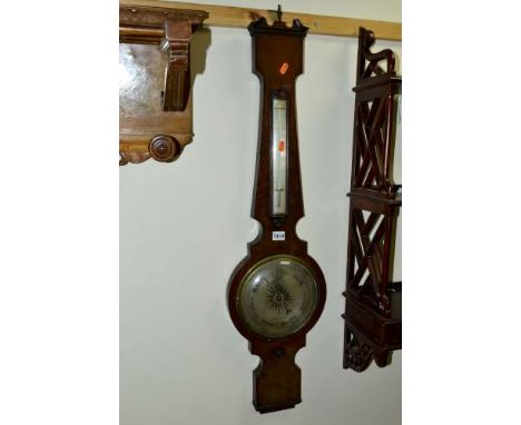 A GEORGIAN WALNUT BANJO BAROMETER