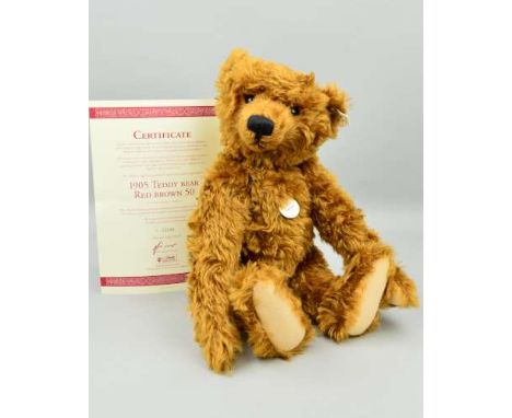 A BOXED LIMITED EDITION STEIFF '1905 TEDDY BEAR RED BROWN 50', No 03146/6000, No 404306 red/brown mohair, double squeaker fit