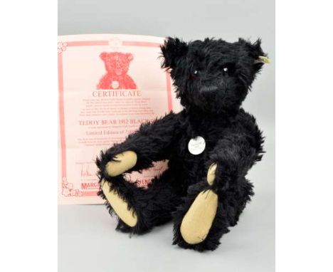 A BOXED LIMITED EDITION STEIFF 'TEDDY BEAR 1912 BLACK 40', No 03618/7000, No 406805, black mohair, growler, fully jointed, wi