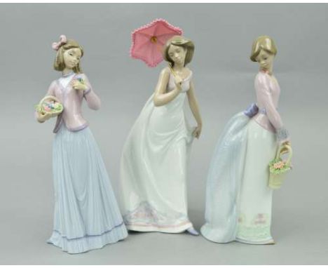 THREE LLADRO COLLECTORS SOCIETY FIGURES, 'Basket of Love' No 7622, 1994, depicting young woman with basket of flowers, boxed 