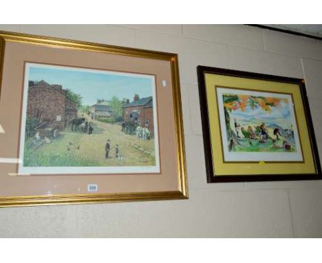 TOM DODSON (BRITISH CONTEMPORARY), a limited edition print 259/850 of a village scene, signed and numbered in pencil with bli