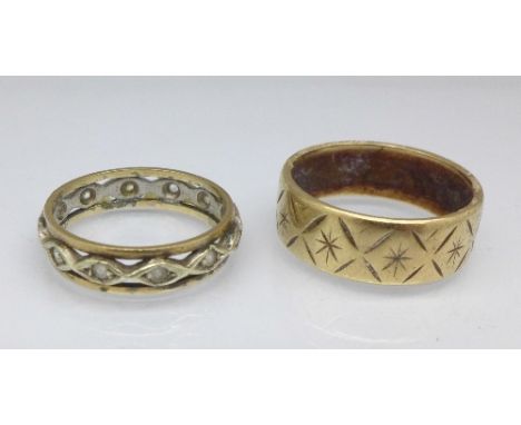 Two 9ct gold rings, 6.1g, K and N