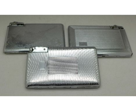 Three combination lighter/cigarette cases including Ronson
