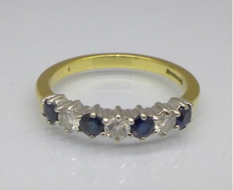 An 18ct gold, diamond and sapphire ring, 3.2g, N