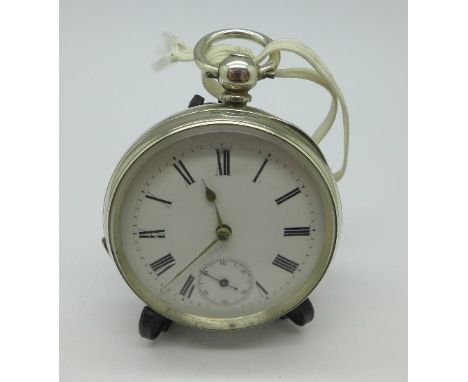 A silver cased pocket watch, the case hallmarked Birmingham 1886