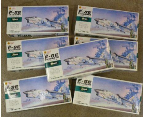 Seven Hasegawa L.T.V. F-8E Crusader US Navy Fighter model kits