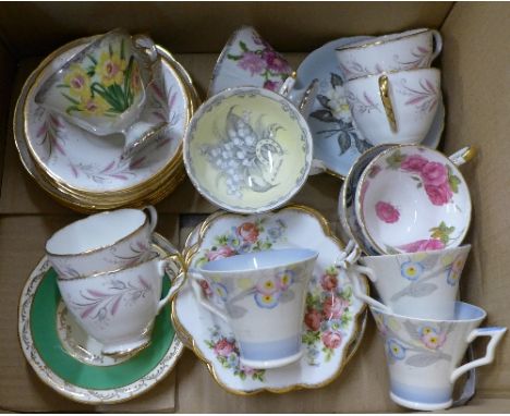 A 1950's Royal Tron part teaset, six cabinet cups and saucers including Paragon, four Imperial wavy edge tea plates and three