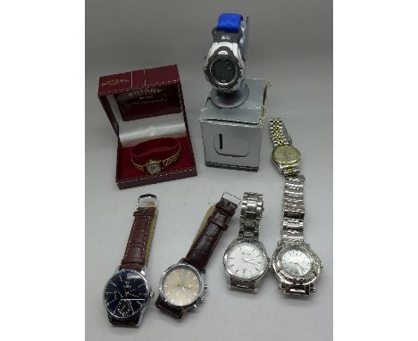 Gentleman's wristwatches including Seiko and Timex and a lady's Rotary wristwatch, boxed