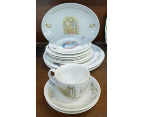 Wedgwood Peter Rabbit china, an oval plate, three dinner plates, two side plates, four tea plates, a cup and two saucers, (13