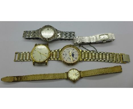 Three Rotary wristwatches, an Ingersoll and a Seiko, one Rotary lacking glass