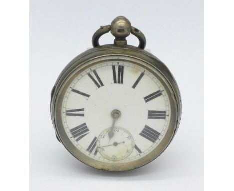 A silver cased pocket watch, Chester 1888