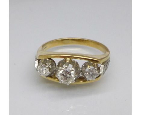 An 18ct gold and diamond ring, centre stone 0.25 carat weight, 4.6g, M, continental marks