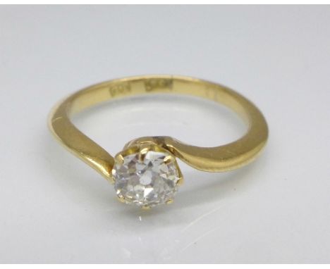 An 18ct gold, diamond solitaire ring, approximate diamond weight ½ carat, 2.8g, M